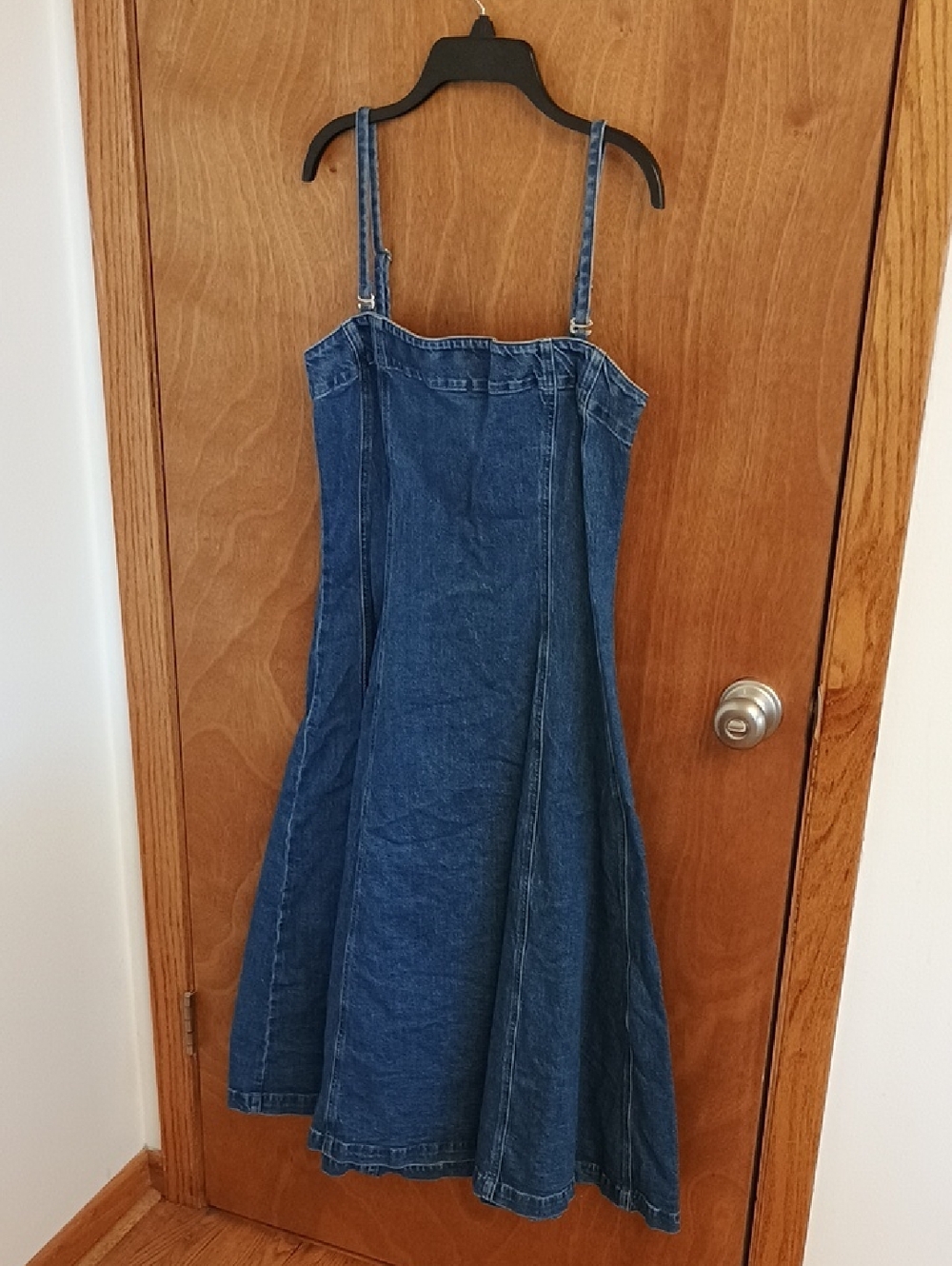 GAP Denim A-Line Midi Dress with Adjustable/Removable Straps